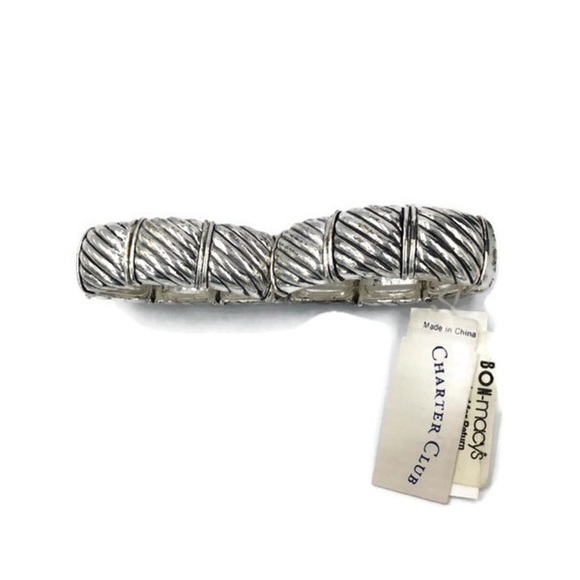 Charter Club Silver Tone Stretch Bracelet NEW - Picture 4 of 6
